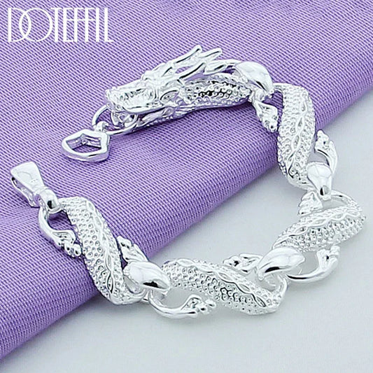 DOTEFFIL 925 Sterling Silver Dragon Cuff Bracelet โ Unisex Charm Jewelry for Wedding, Engagement & Parties