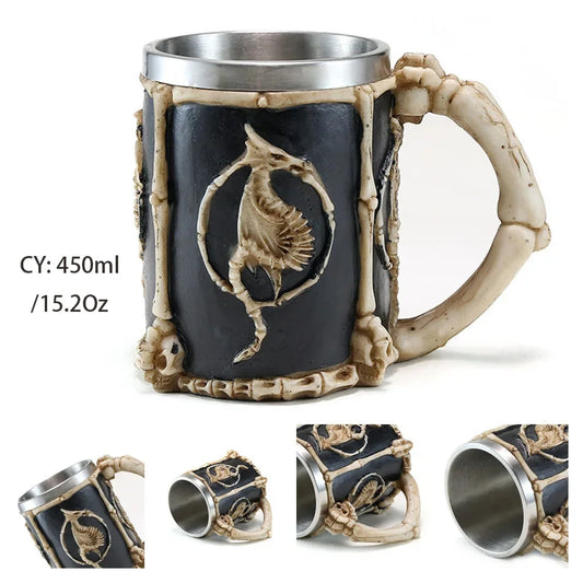 Medieval Dragon Resin & Stainless Steel Beer Mug