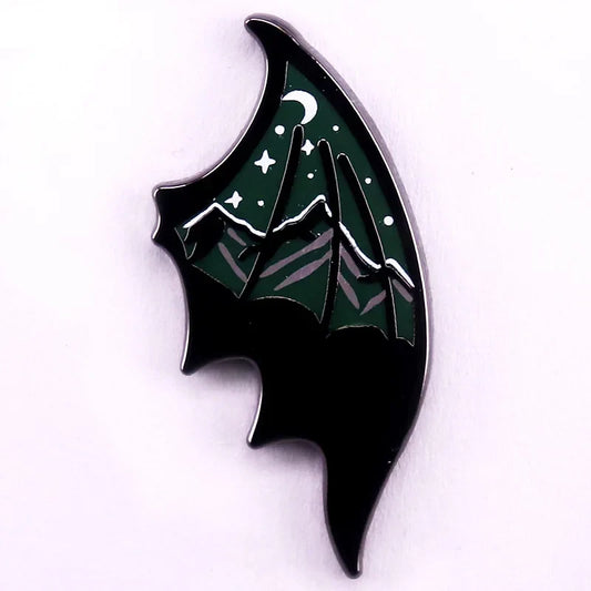 Dragon Wing Enamel Pin โ Moon, Stars & Snow Mountain Badge Inspired by ACOTAR | Fantasy Jewelry Gift